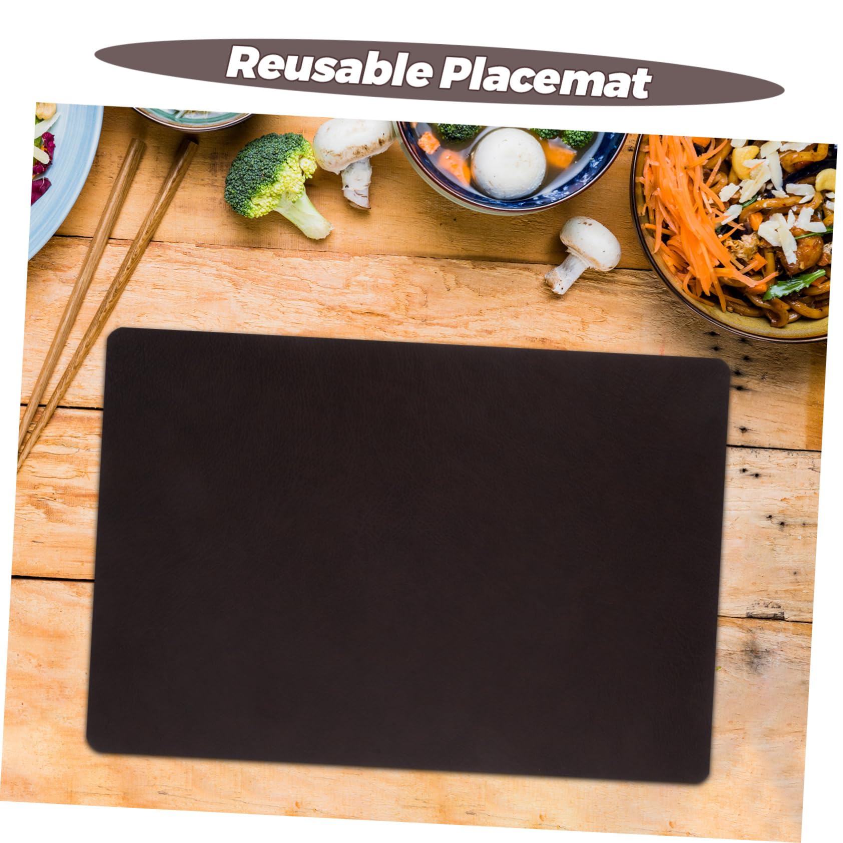 Sets de Table Carrés Résistants à L’Eau L’Huile Lot de 8 en PU Noir pour Repas Quotidiens et Tables de Salle à Manger