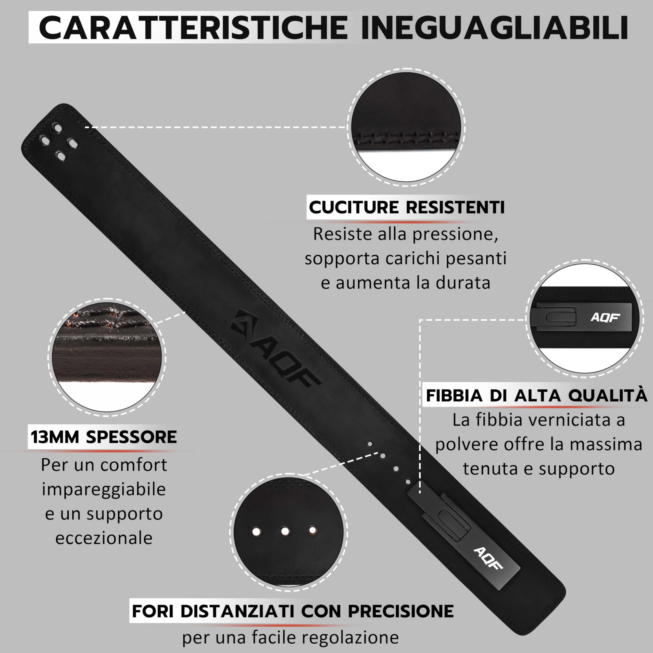 AQF Cintura Powerlifting Leva Fibbia - Larga 4" Spessa 10mm Approvato da IPL USPA - Cintura Palestra Uomo, Cintura Sollevamento Pesi, Cinta Palestra Bodybuilding per Squat, & Gym