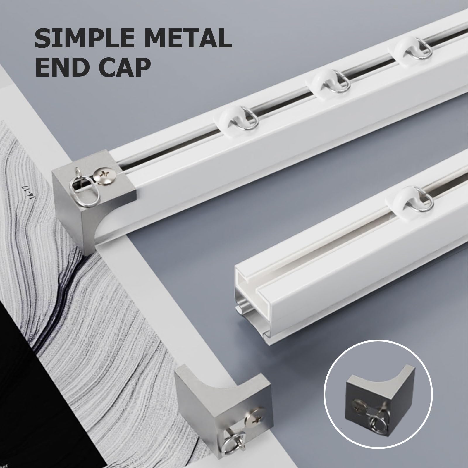 Rail à Rideaux Droit et Silencieux en Aluminium pour Une Installation Facile des tringles à Rideaux, Rails à Rideaux pour cloisons, Baies vitrées, hôpitaux, églises, Studios (Blanc) (120 cm)