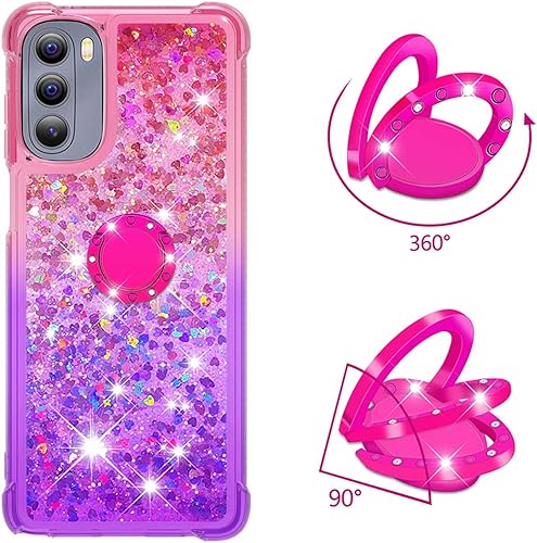 Miniatura 2 de Dinglijia Moto G Stylus 2022 - Funda para Moto G Stylus 2022, diseño degradado de arena movediza con purpurina que fluye líquido, flotante, cojín de