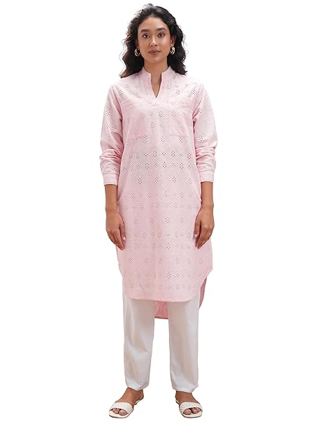 Vishudh Women's Cotton Blend Regular Kurta