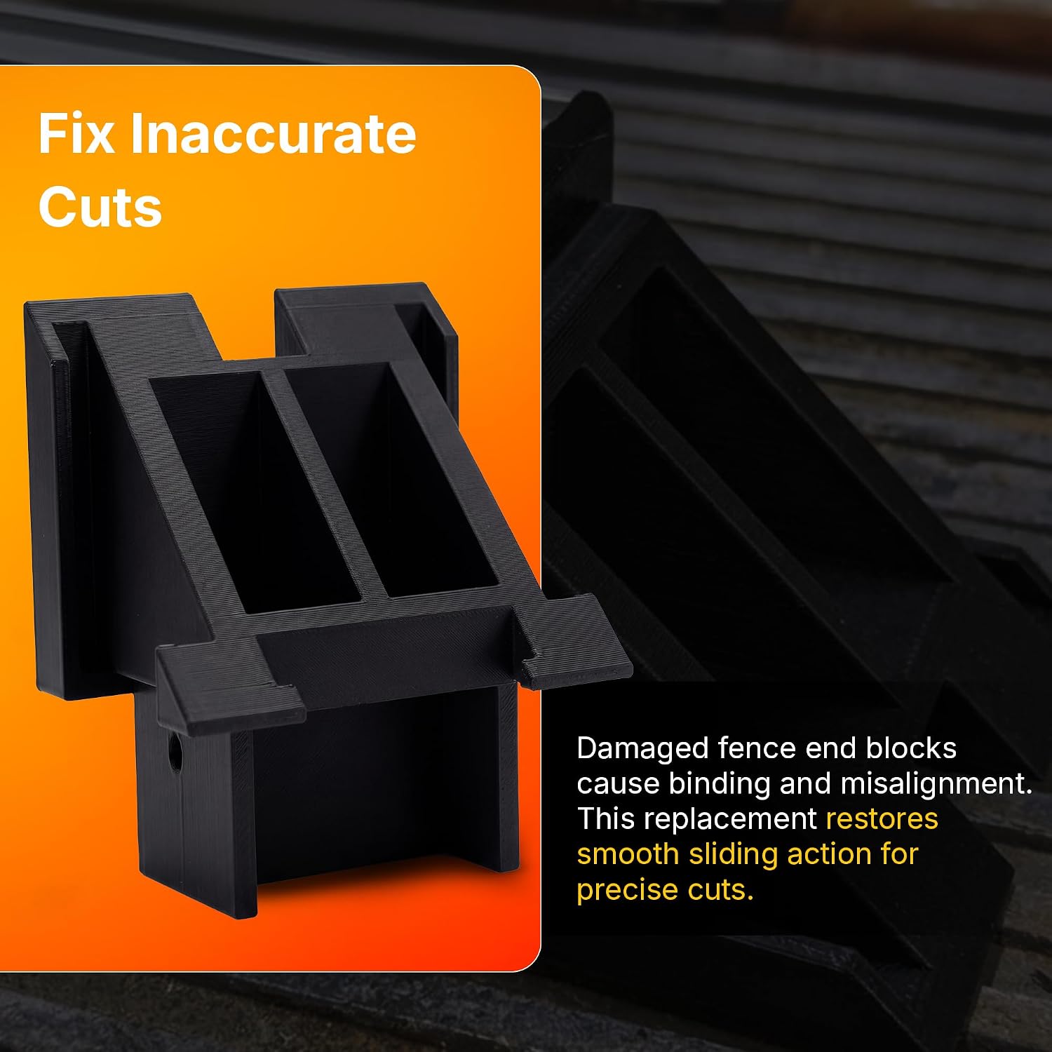SplashNColor Miter Fence End Block Cap Compatible with Ryobi BT3000 BT3100 Table Saw – Smooth Travel Repair | Crosscut Accuracy Aid | Precision Restore