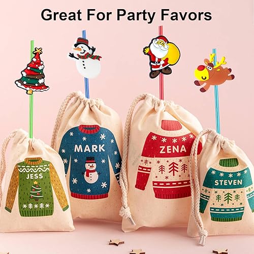 Miniatura 4 de 24 regalos de fiesta de Navidad, pajitas de Navidad, regalos de aula, regalos para niños y adultos, suministros de fiesta de Navidad con 2 cepillos