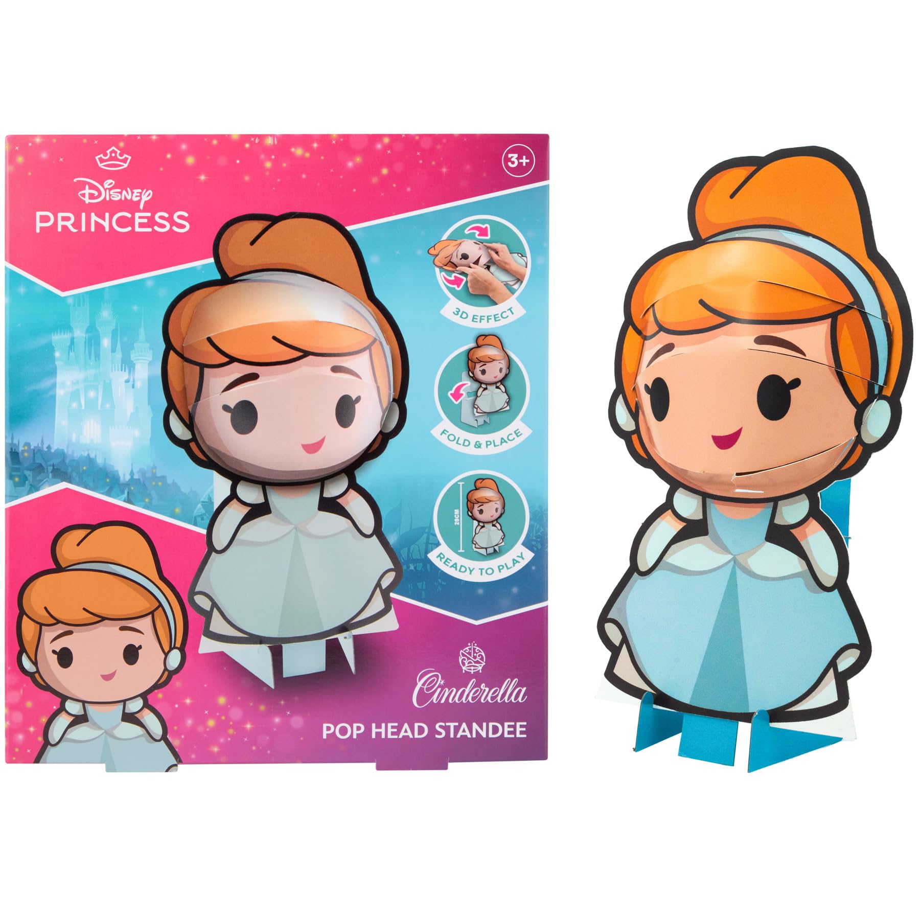 Disney Princess Cinderella Figure - 3D Pop Head 30 cm - Beauty and The Beast - Collectible Figure - Toy Gift Idea (DPC24336)
