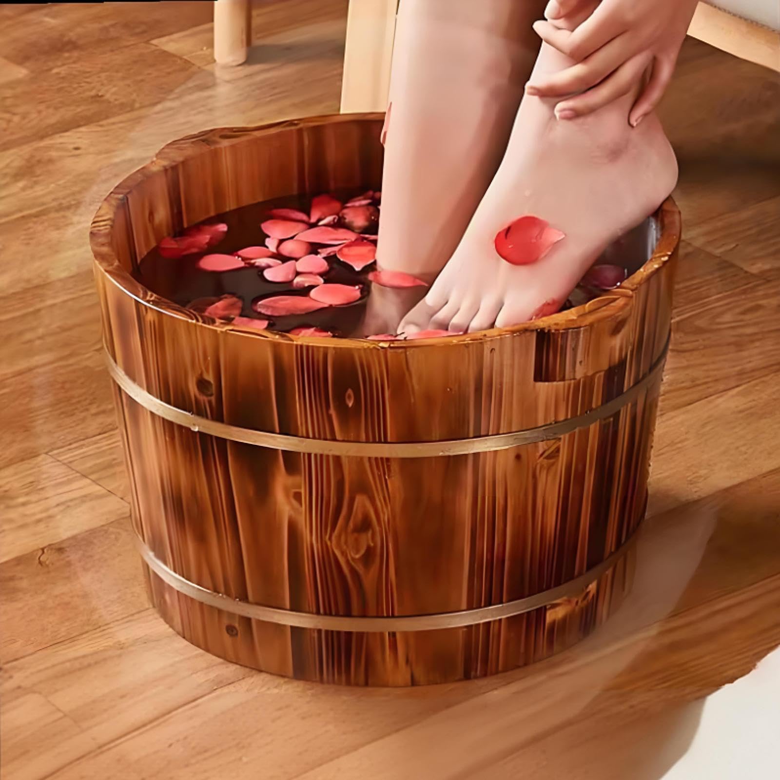 Palangana de Madera con Asas para Remojar Los Pies Y, M