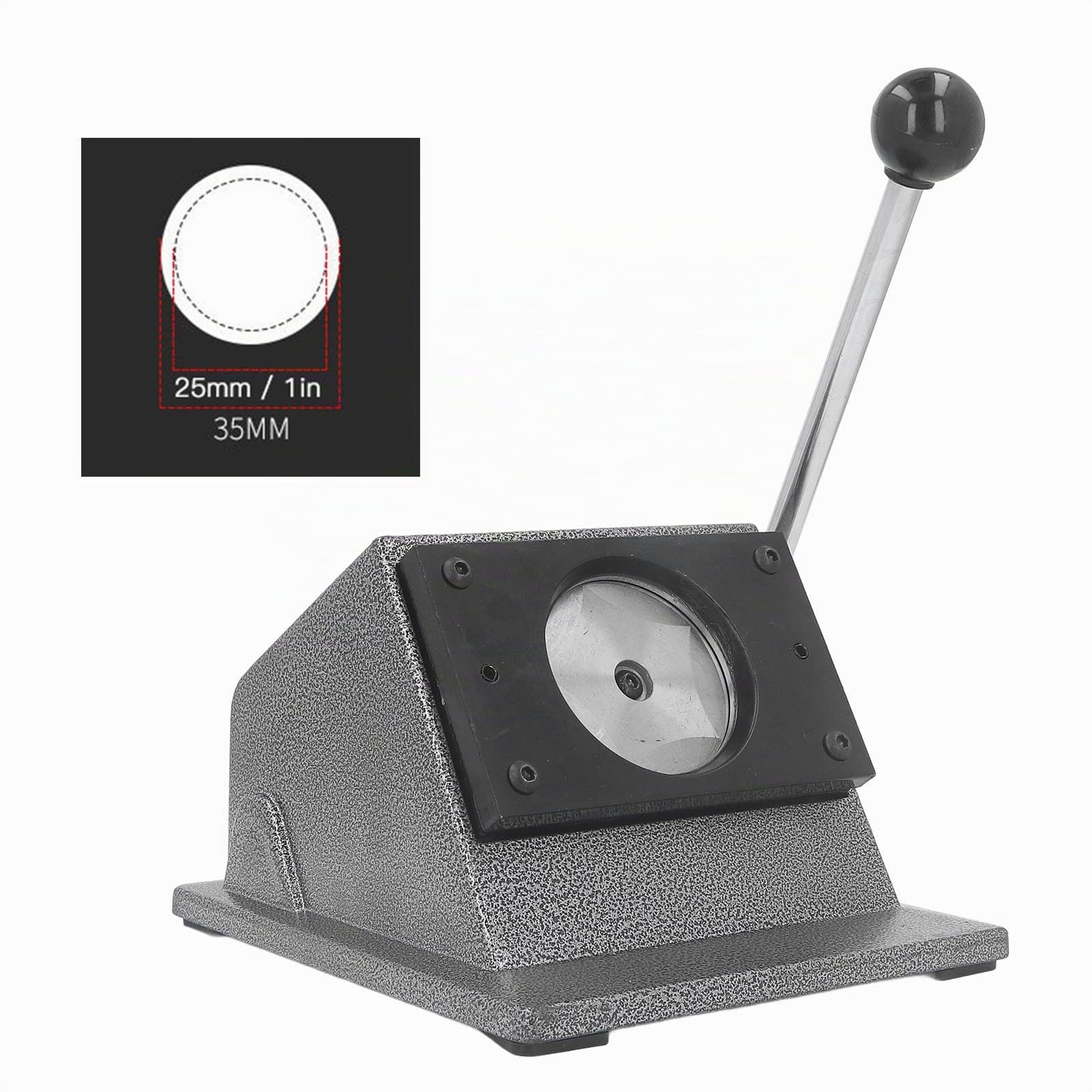 Fockety Fustellatrice Grafica, Macchina per Bottoni Manuale per Badge Rotondi 25mm-75mm, Fustellatrice Circolare per Carta Resistente per Bottoni 25mm/32mm/58mm/75mm (25 mm)
