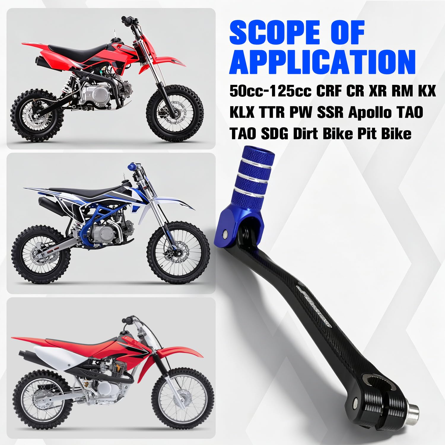 JFG RACING Leva Cambio Moto,Leva del Cambio Pieghevole in Alluminio CNC per Dirt Pit Bike 50cc-125cc XR50 CRF50 XR70 CRF70 XR110 CRF110-Blu