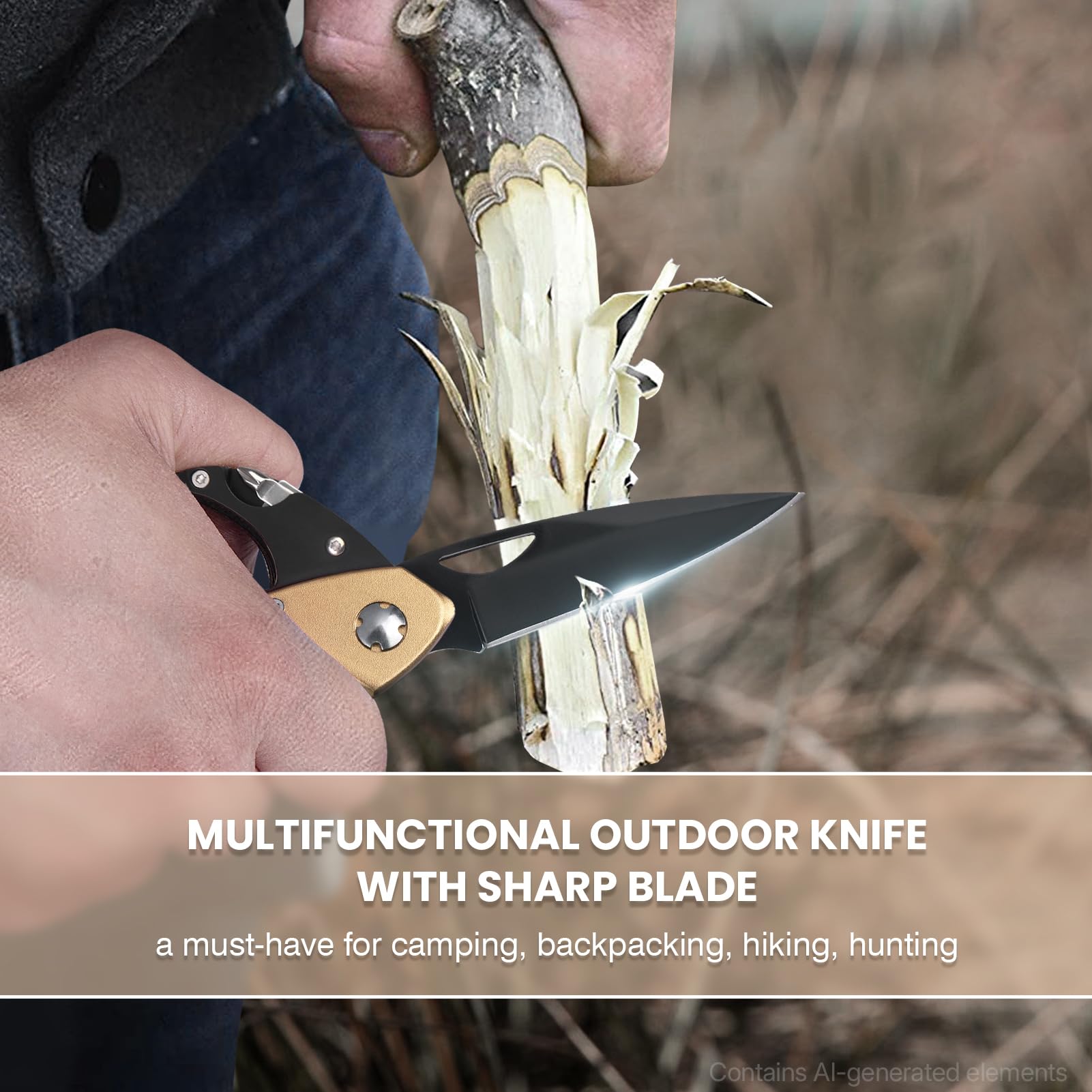 FUNBRO Cuchillo multiherramienta, regalo para hombres (dorado)