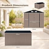 HOMASIS Abri de Jardin Métal Exterieur Renforcé, 3.5x2.2x2m, Gris Foncé - 3