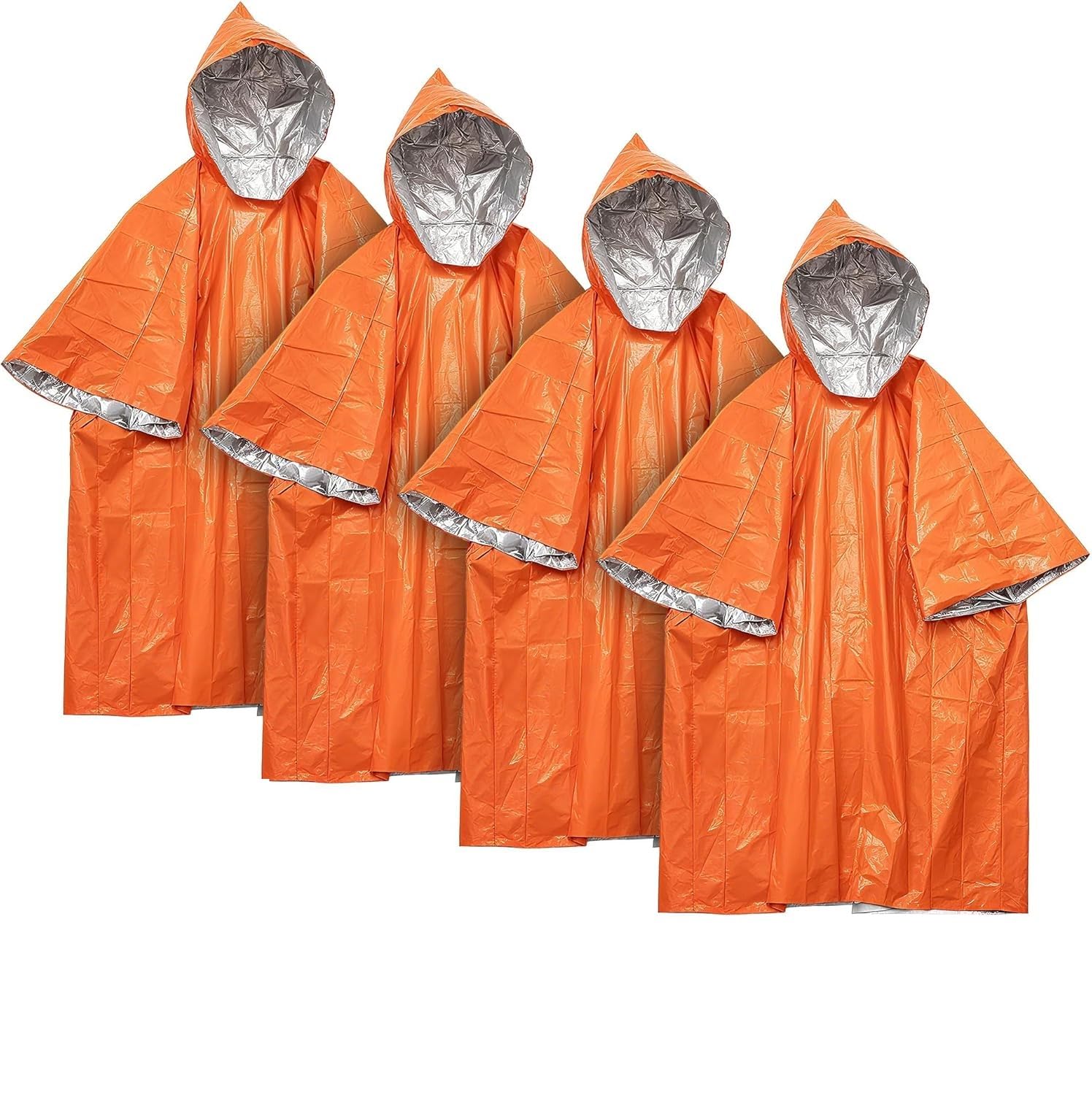 1 Pack Emergency Survival Mylar Poncho | 90% Heat Retention, Waterproof, Windproof, Tear-Resistant, Individually Packed for Hiking, Camping, Car Emergency Kit (Orange)-image-43