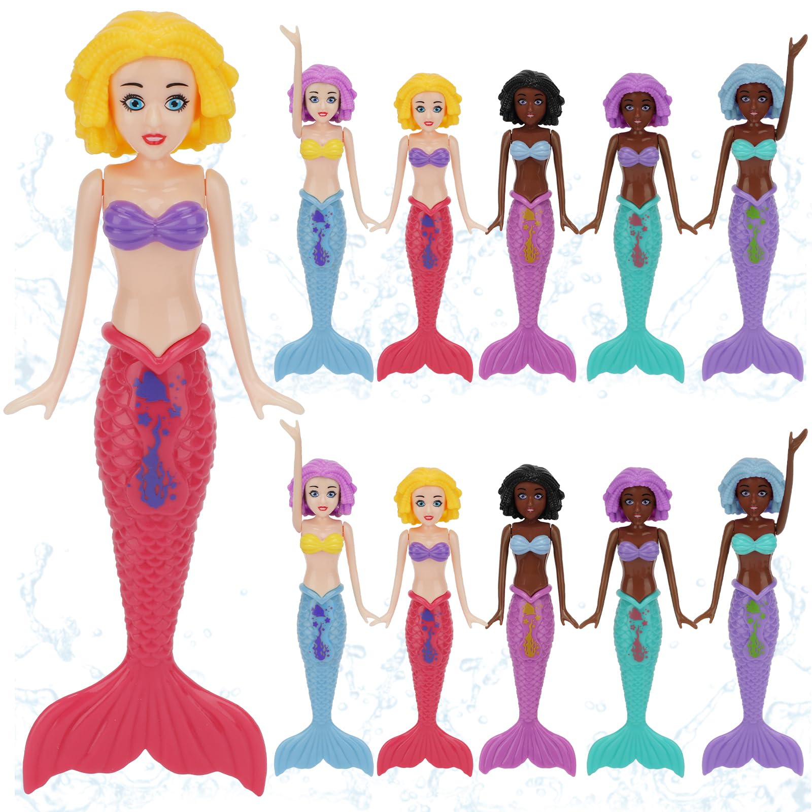 HEYTIMI 10 Pack Colorful Mermaid Diving Toys Underwater Sinking Pool Toys for Toddlers Kids Girls Ages 3-12, Summer and Spring Fun Bath & Swimming