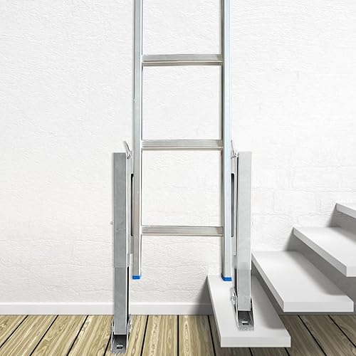 Miniatura 2 de Par de niveladores de escalera para escalera de extensión, nivelador de suelo de pierna de escalera de extensión ajustable, con poste de acero