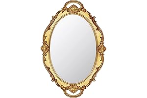 14.5 x 10-inch Oval Antique Decorative Wall Mirror Vintage Hanging Mirror (Gold)