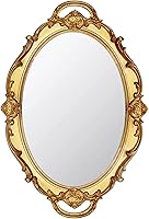 Eaoundm Smallest 14.5x10 Inch Gold Oval Vintage Wall Mirror - Antique Decorative Hanging Mirror for Bedroom & Bathroom