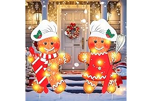 2 Pcs Outdoor Christmas Chef Gingerbread Man Yard Sign