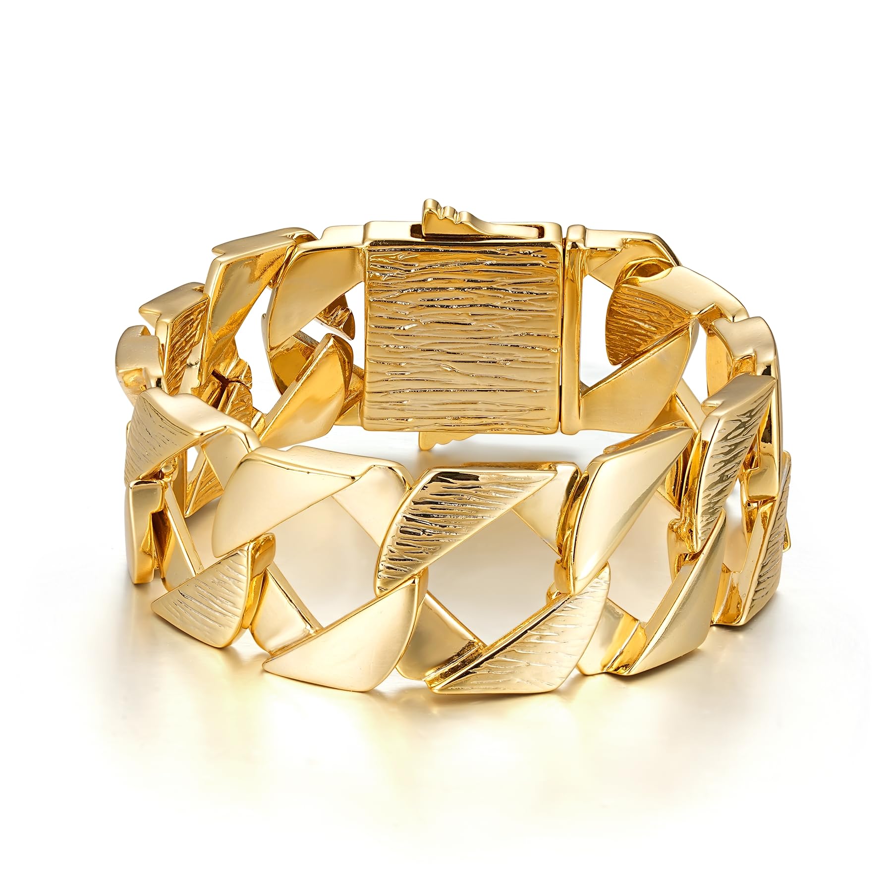 THE BLING KING Pulsera cubana de oro de 27 mm para hombre, 120 g, peso pesado, 9 pulgadas, chapado en oro PVD, pulsera gruesa para hombre