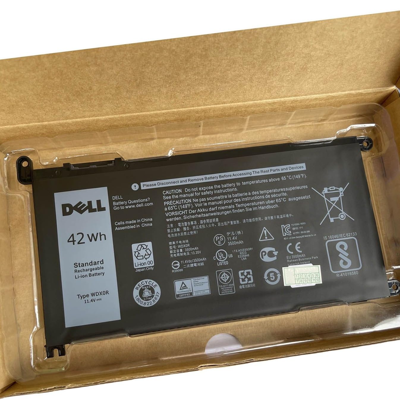 Batterie De Remplacement Oyomba WDXOR WDX0R Pour Dell Latitude Et Inspiron - 14.8V 42Wh Compatible 3480 3580 5567 5578 7560 Et Plus
