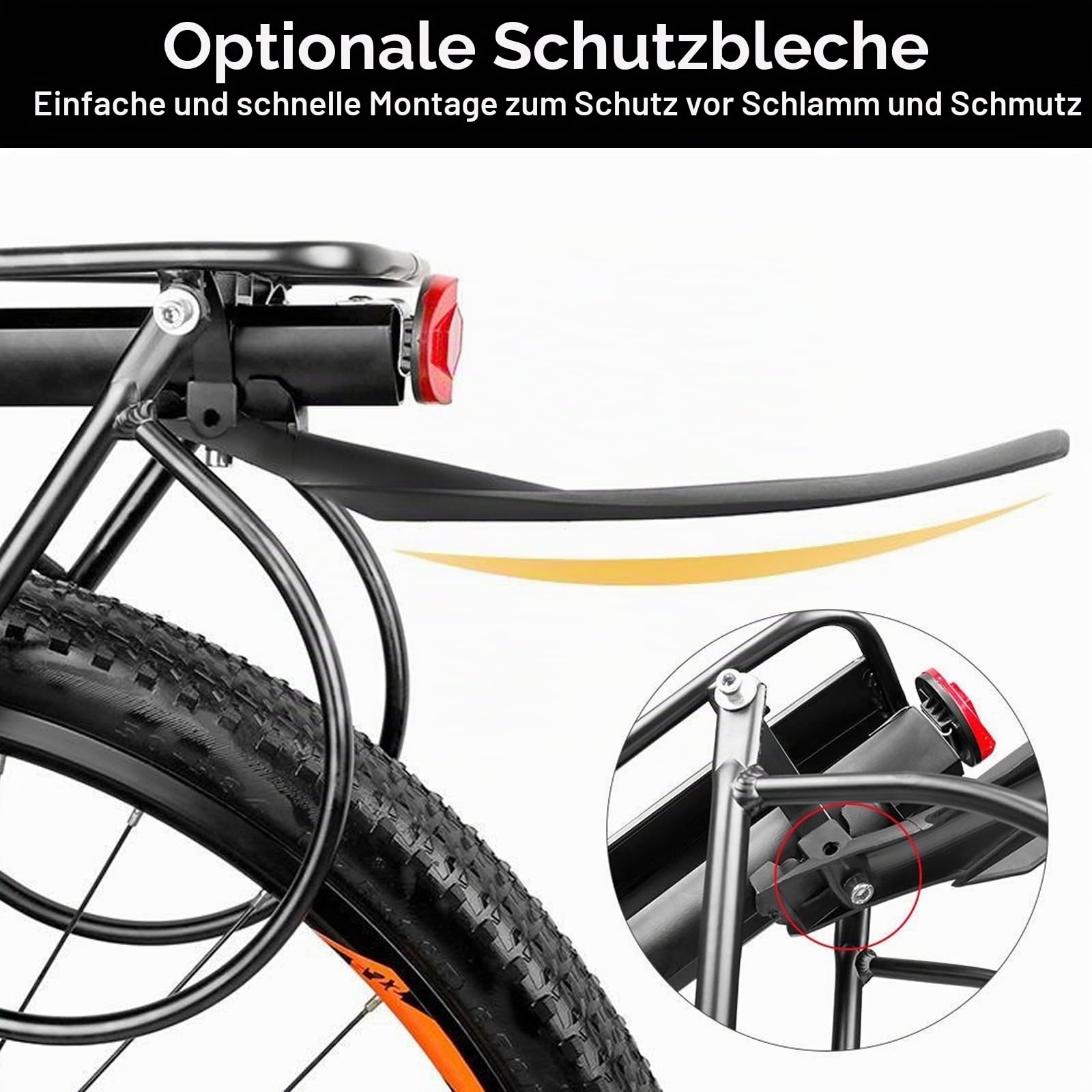 Fahrrad Gepäckträger Set - 100KG Tragfähigkeit Fahrrad Gepäckträger Hinten mit Schutzblech und großem Reflektor, Schnellverschluss gepäckträgerfahrrad für Mountainbike & Rennrad [24-29 Zoll]