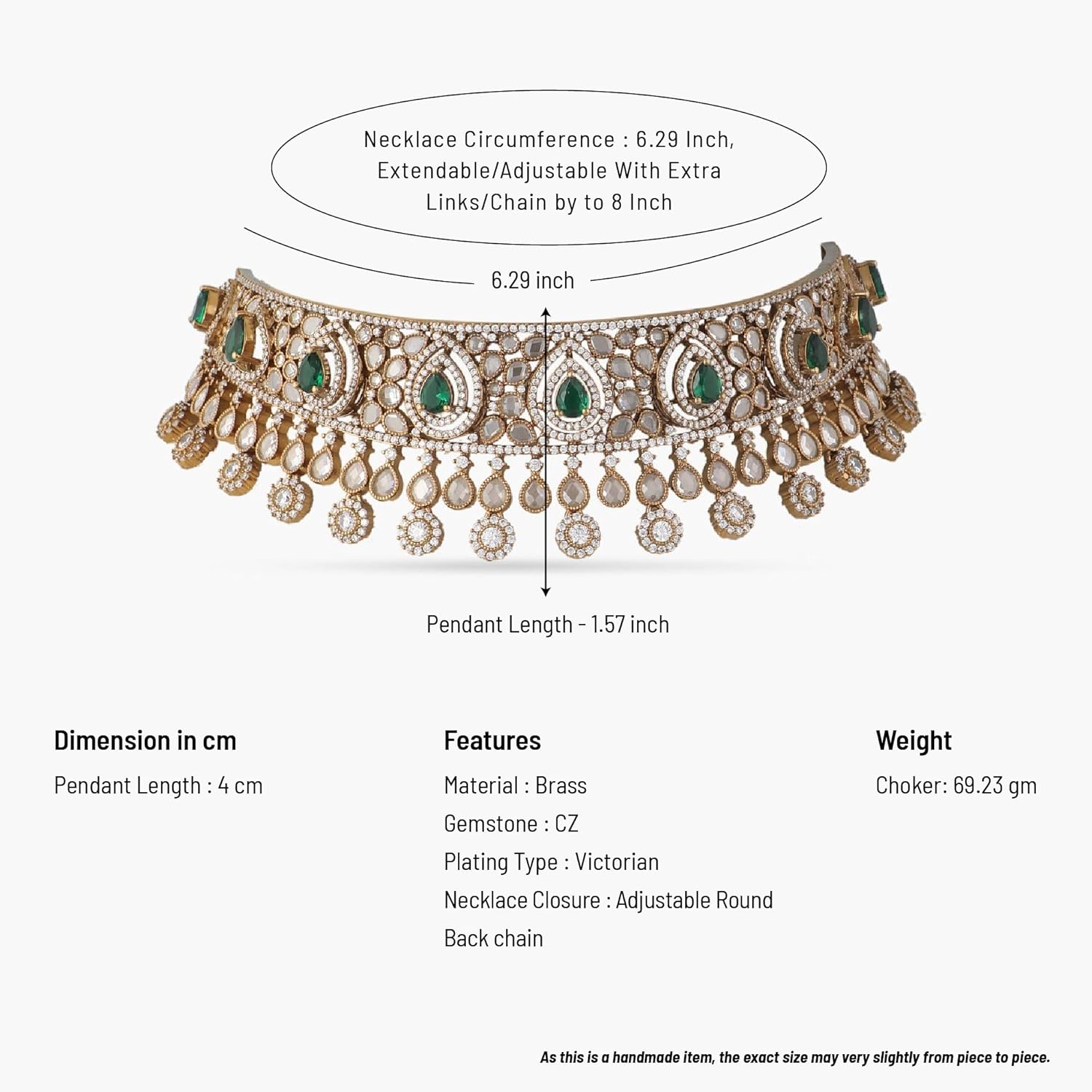 TARINIKA Indian Choker Necklace for Women Nakshatra Cubic Zirconia Desi Necklace - Gold Plated Brass Fashion Jewelry Gift for Her Bollywood Costume Jewellery