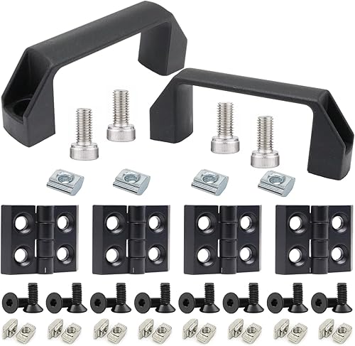 4 bisagras de pivote extruidas serie 2020 para perfil de extrusión de aluminio serie 20, 2 manijas de puerta de aluminio de 3.543 in serie 2020 y