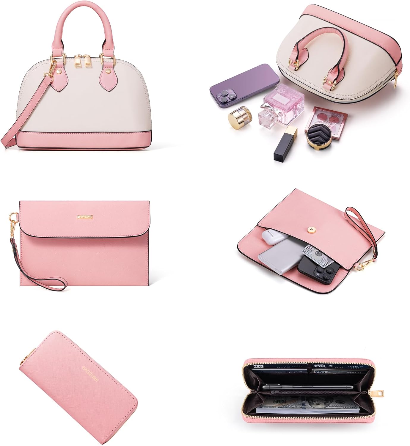 4PCS Women Fashion Handbags Purses Wallet Shoulder Bags Casual Tote Bag Crossbody Bags, Handbag Set Gift for Ladies Girls - Image 7