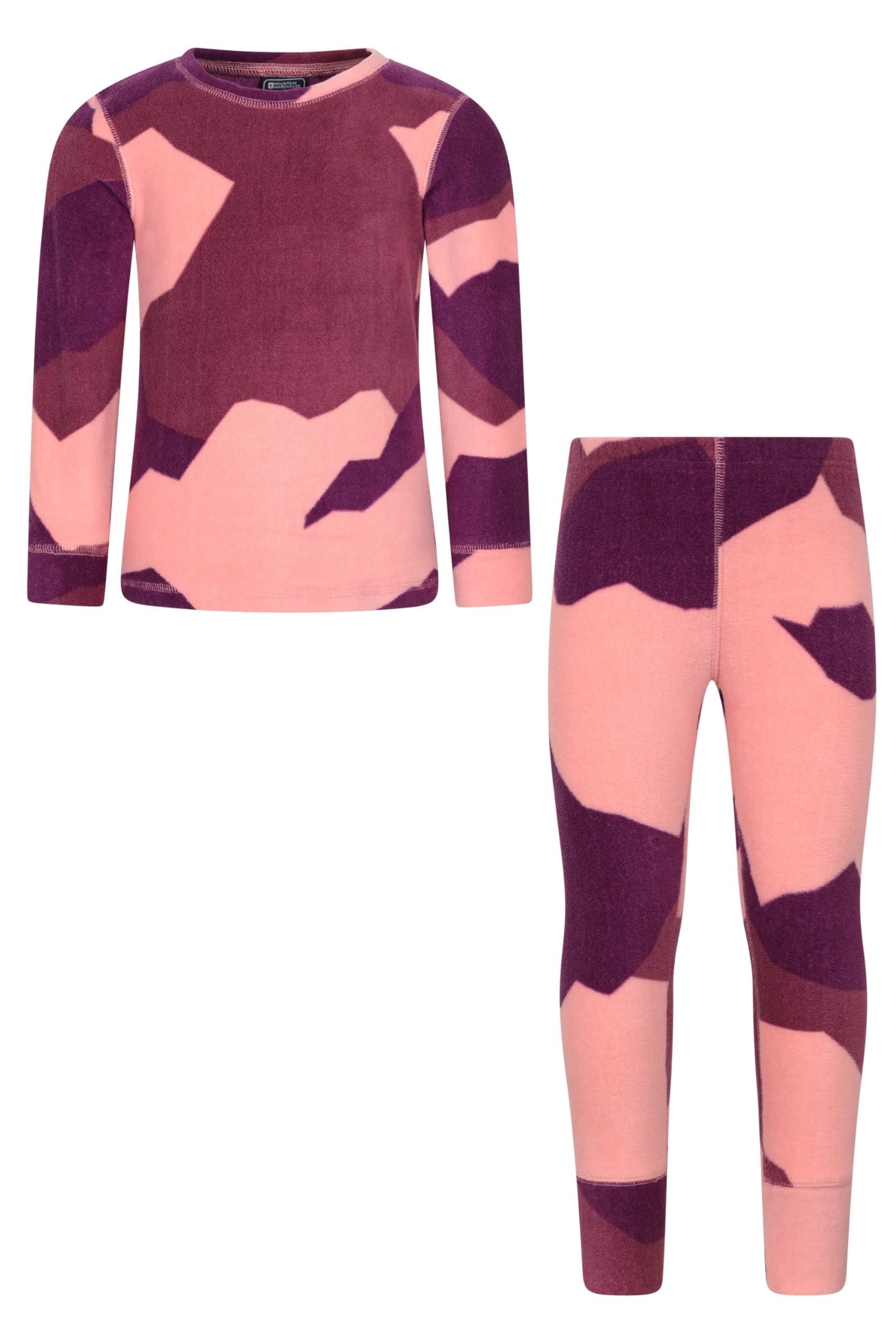 Mountain Warehouse Polar Fleece Kids Base Layer Set - Isotherm Fabric, Warm & Cosy Top, Boys & Girls - Autumn Winter, Outdoors, Travelling & Hiking Coral Kids Size 3-4 Years