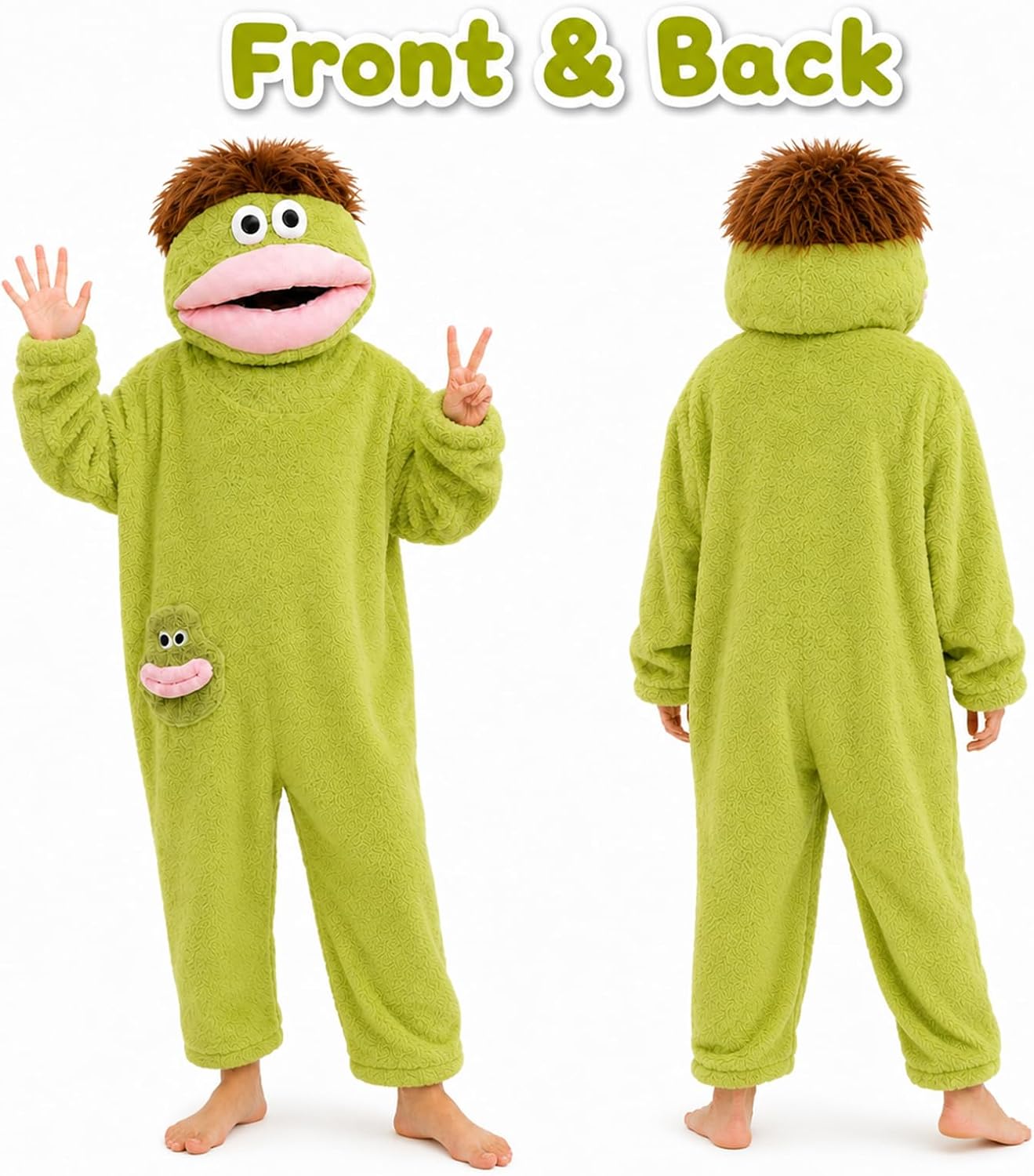 SENDIAN Funny Big Mouth Monsters Hooded Onesie pajamas with Comb