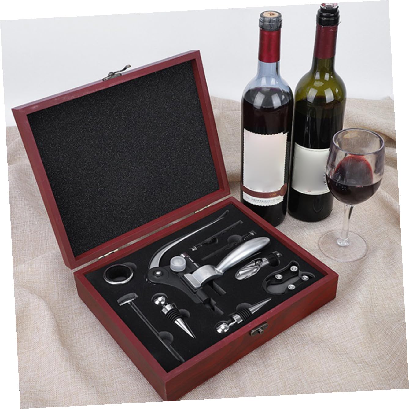 KOMBIUDA 1set Apribottiglie per Vino Rosso Kit Professionale Completo Scatola per Bar Ristoranti e Occasioni Speciali Accessorio Elegante e Resistente per Cerimonie e Regali di Nozze