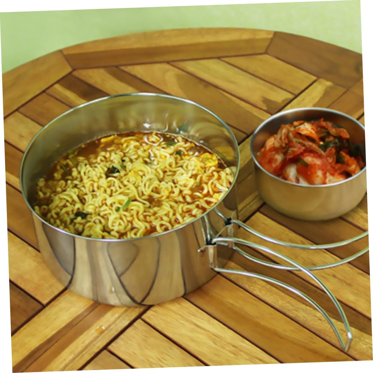 Outdoor Camping Cookware Set Stainless Steel Cookware Kit with Pot Frying Pan Plates and Cups for Hiking Picnic Travel Portable Cooking Gear for Outdoor Use