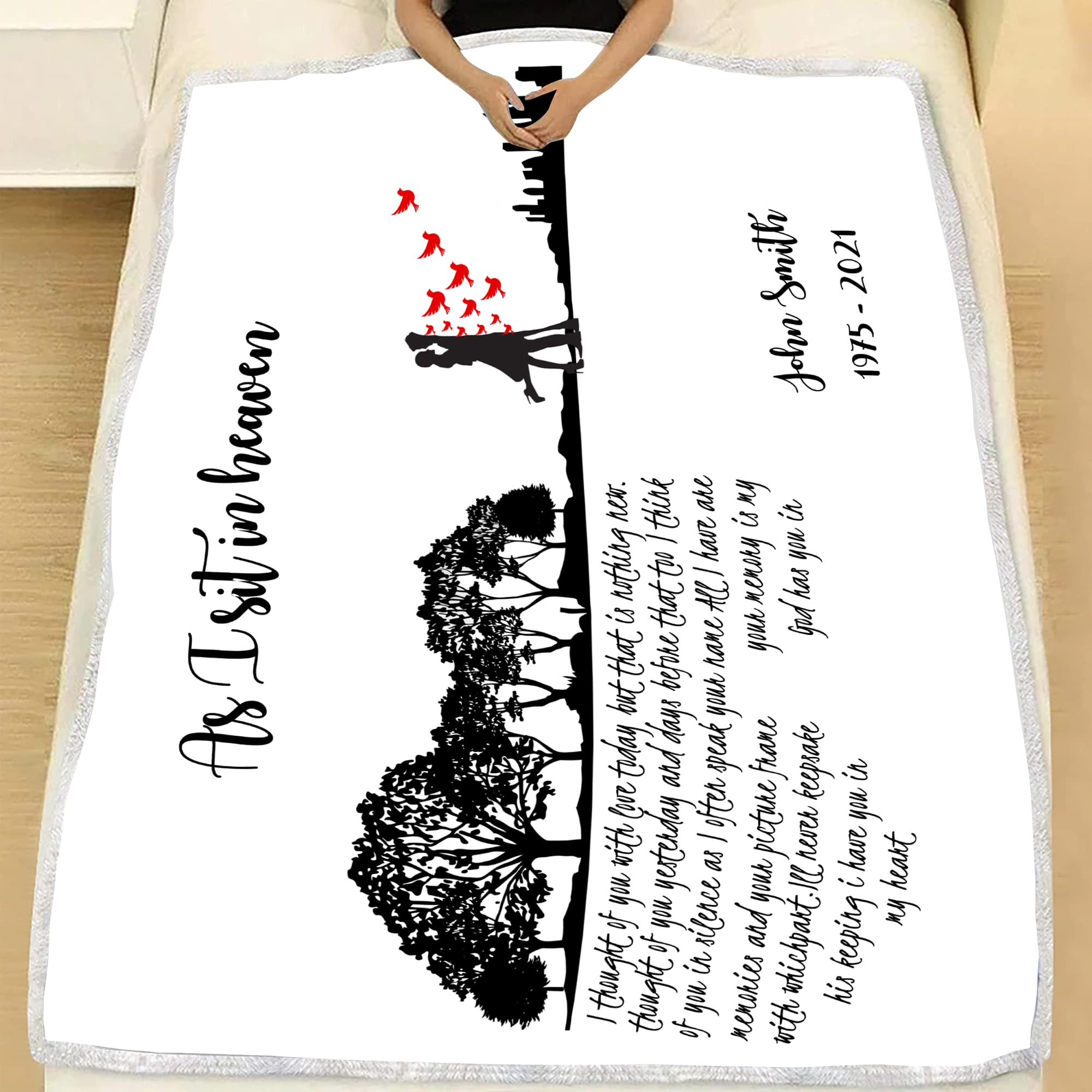 Manta personalizada con nombre y año, manta conmemorativa de pájaro cardenal, manta conmemorativa, regalo de duelo, manta conmemorativa personalizada, regalo de condolencias, manta de forro polar