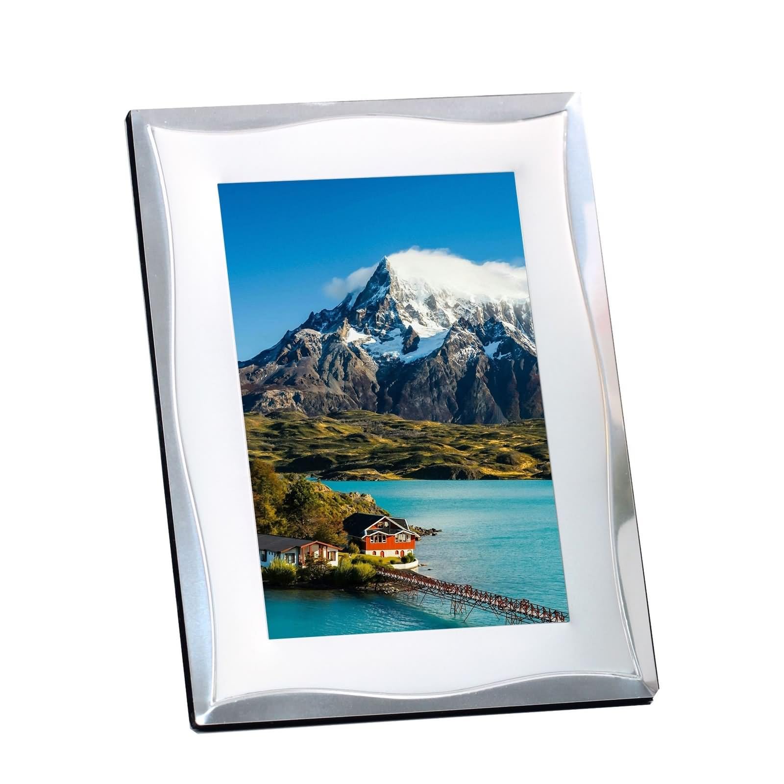 Marco de fotos de compromiso, marco de fotos de 6 x 8 pulgadas, rectangular, plateado, para mesa, cristal, decoración moderna bohemia para el hogar