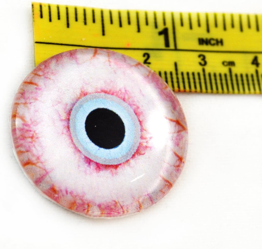 30mm Bloodshot Human Zombie Glass Eyes with Scelera Whites Unique Pair for Art Dolls, Sculptures, Props, Masks, Fursuits, Jewelry Making, Taxidermy, and More