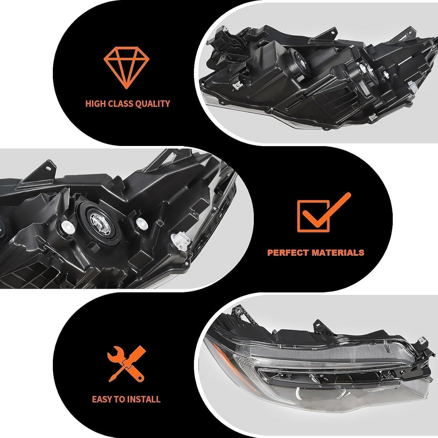 Right Halogen Headlight Assembly w/DRL Compatible with Pilot EX/EX-L/Touring 2016 2017 2018 2019 2020 Ridgeline 2017 2018 2019 2020 Passenger Headlamp HO2503167 33100TG7A12