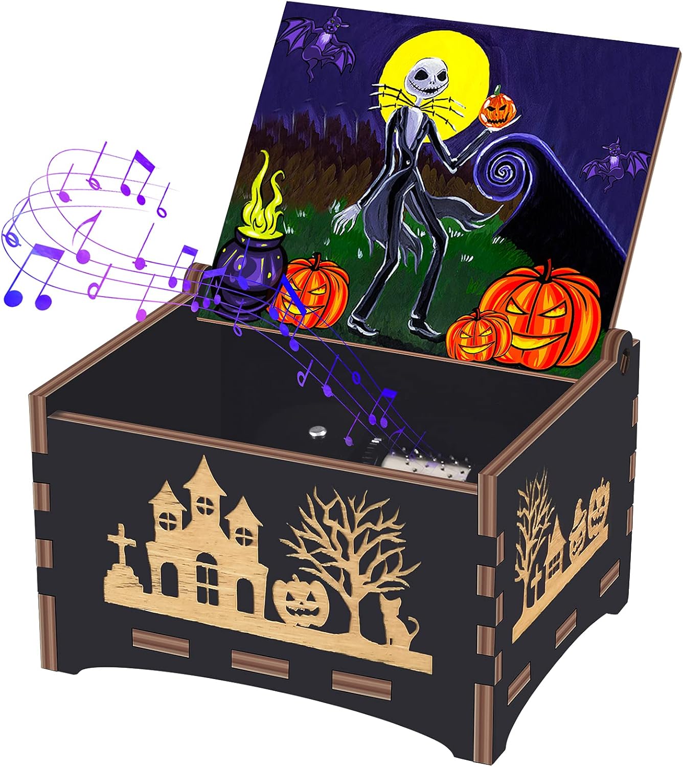 Officygnet Halloween Party Gifts for Women/Kids/Girls/Boys/Toddler/Adults - The Nightmare Before Christmas Classic Music Box - Halloween Wooden Clockwork Vintage Musical Box, Plays This is Halloween