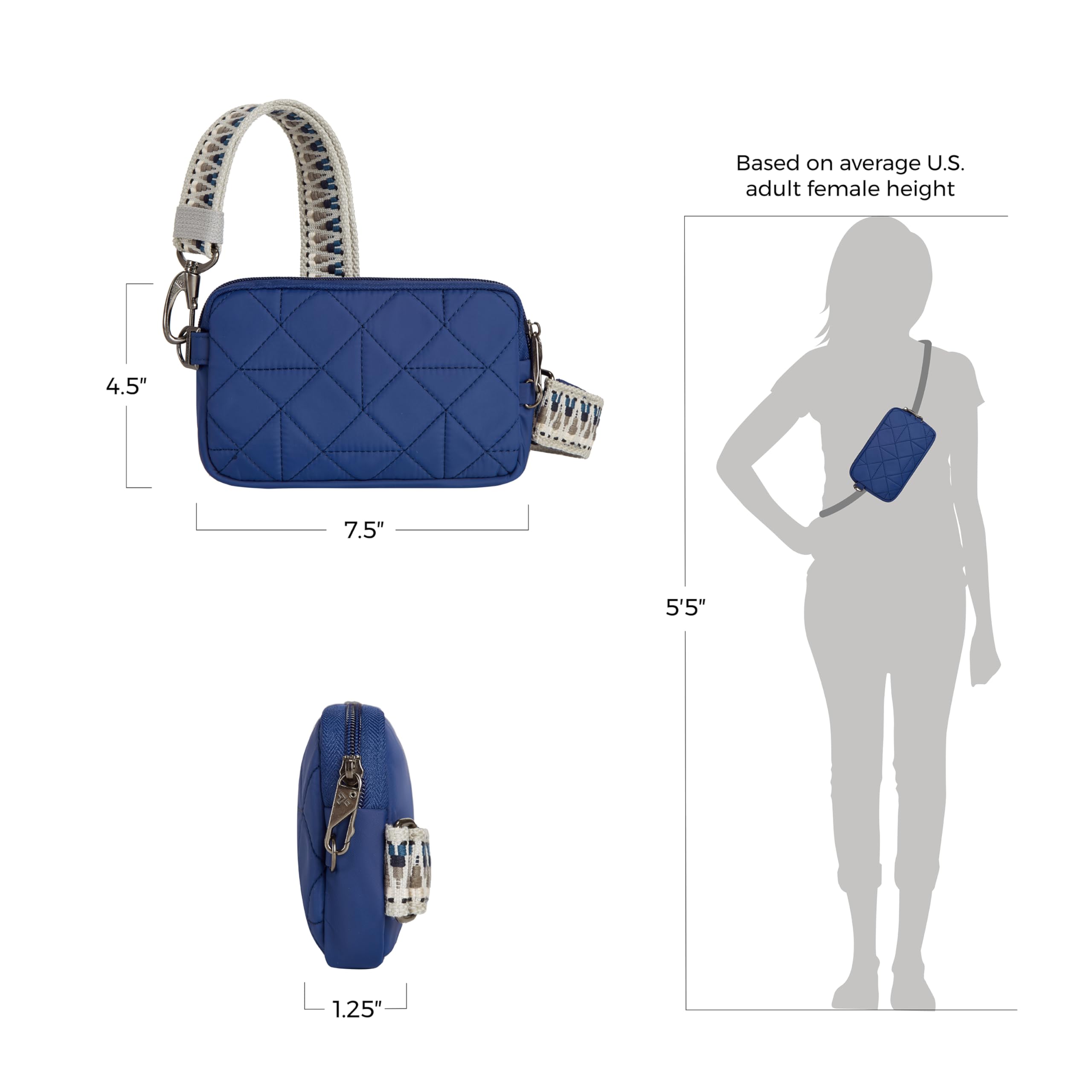 Travelon Boho Écharpe antivol pour téléphone Bleu, Bleu luxuriant