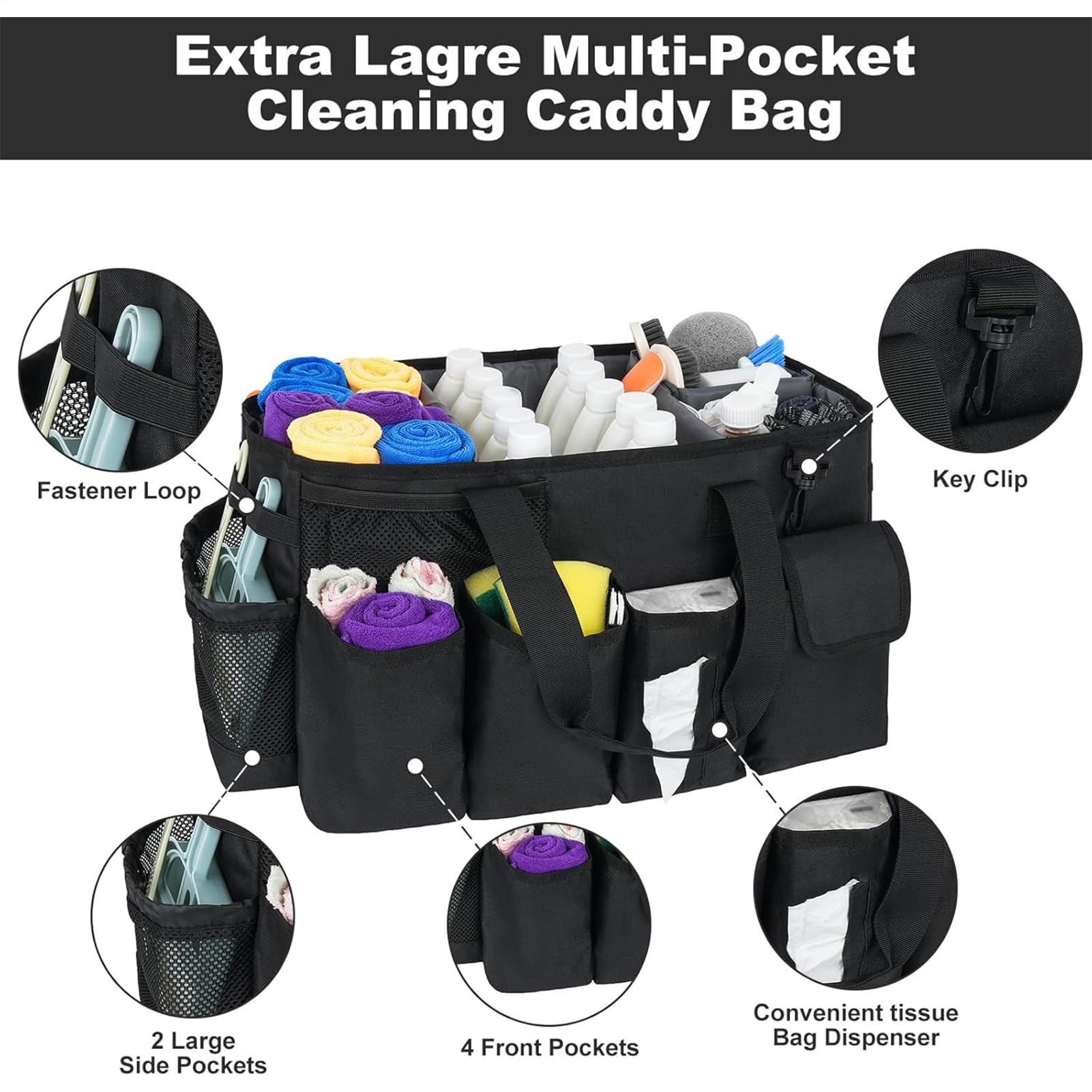Borsa Portaoggetti per la Pulizia Borsa Portatile Con Grande Capacità E | Organizzatore per Attrezzi da Giardinaggio per Donna Cucina Bagno Viaggio Auto e Casa