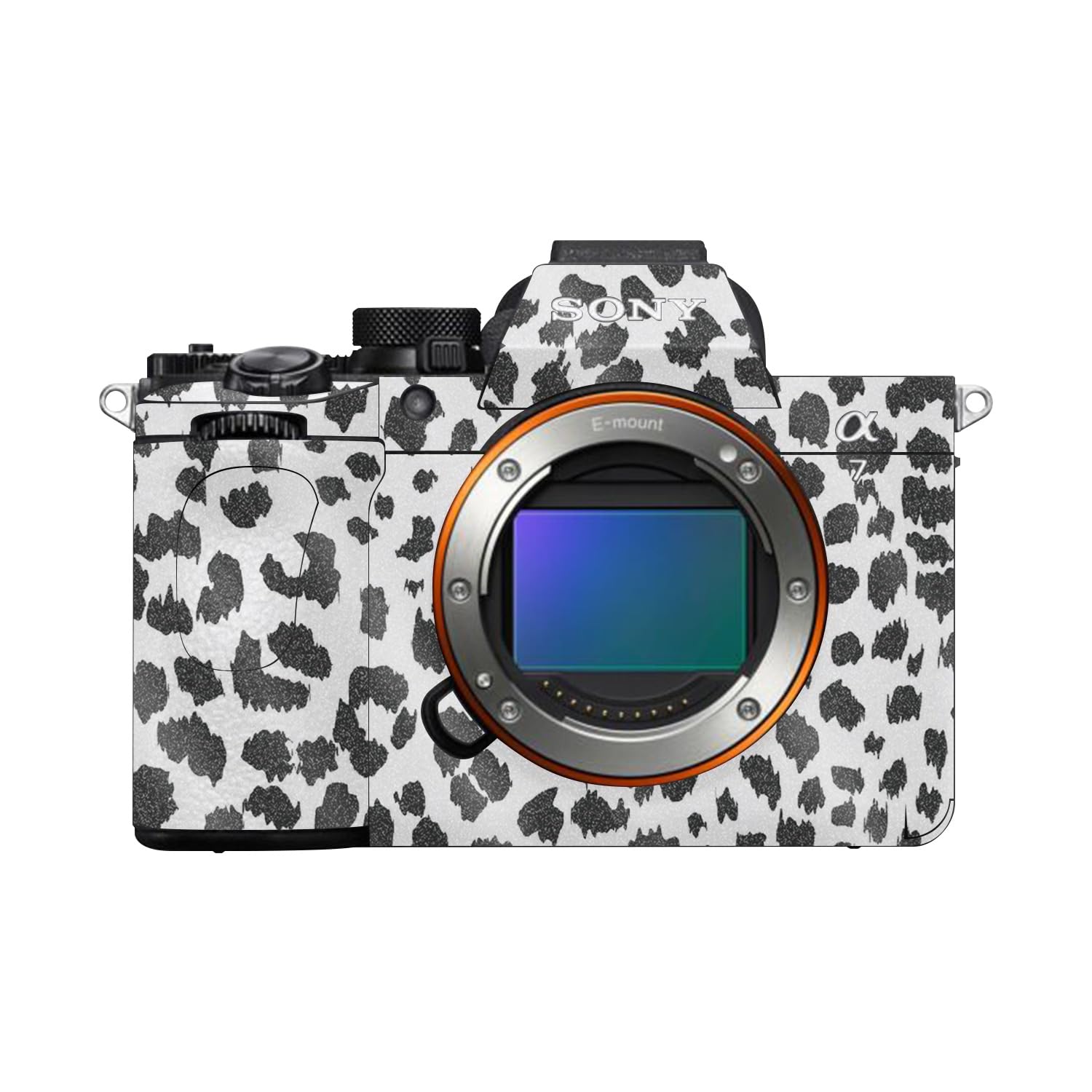 Glossy Glitter Camera Skin Compatible with Sony Alpha A7 Mark V (2025) - Snow Leopard Print - Premium 3M Vinyl Protective Wrap Decal Cover - Easy to Apply | Crafted in the USA by MightySkins