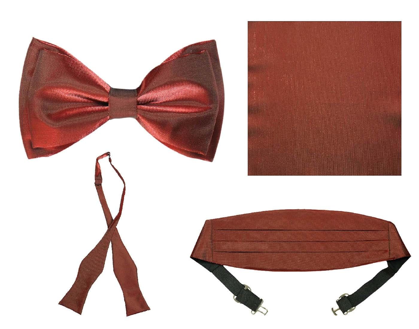 Buy Tiekart Maroon Plain Combo Pack Of Cummerbund With Bow Tie & Pocket Square And Open Bow Tie