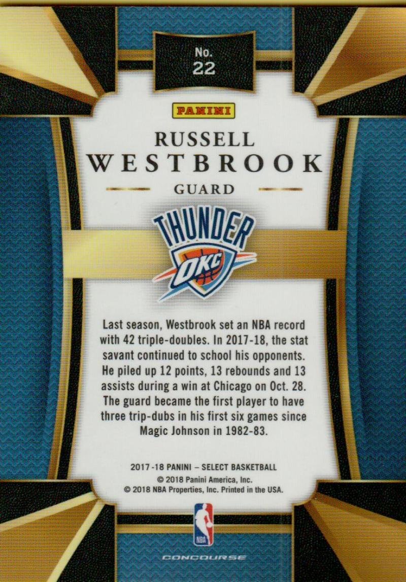 Amazon.com: 2017-18 Panini Select #22 Russell Westbrook Oklahoma