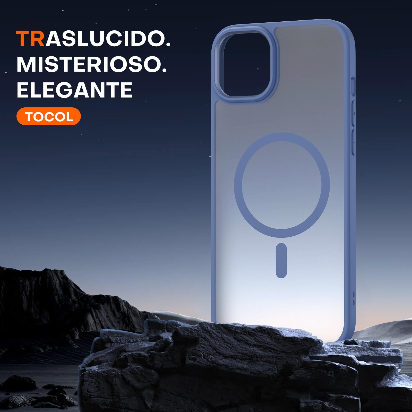 TOCOL Cover Magnetica per iPhone 14 Plus 6,7 Pollic, Compatibile con MagSafe, Custodia Antiurto Traslucida Opaca, Blu Chiaro