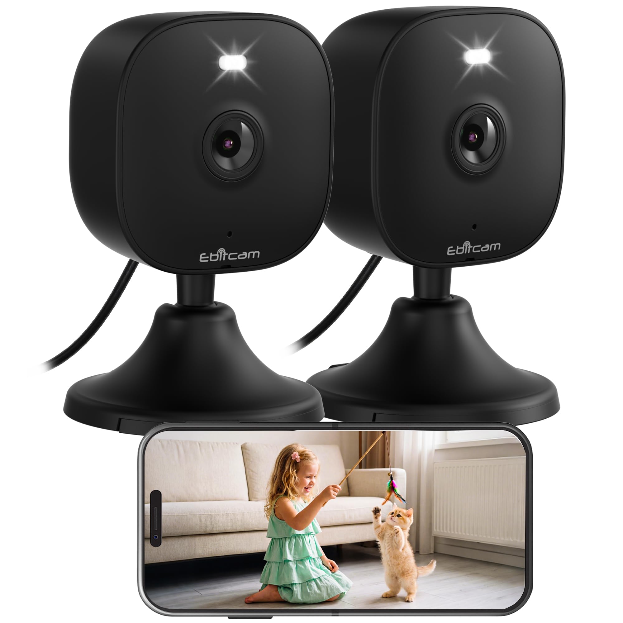 2K Cameras for Home Security, Plug-in Security Camera Outdoor/Indoor w/Color Night Vision&Motion Detection for Baby/Pet/Vehicle Monitor, 5G/2.4GHz Dog Camera w/2-Way Audio/Cloud&SD Card Storage