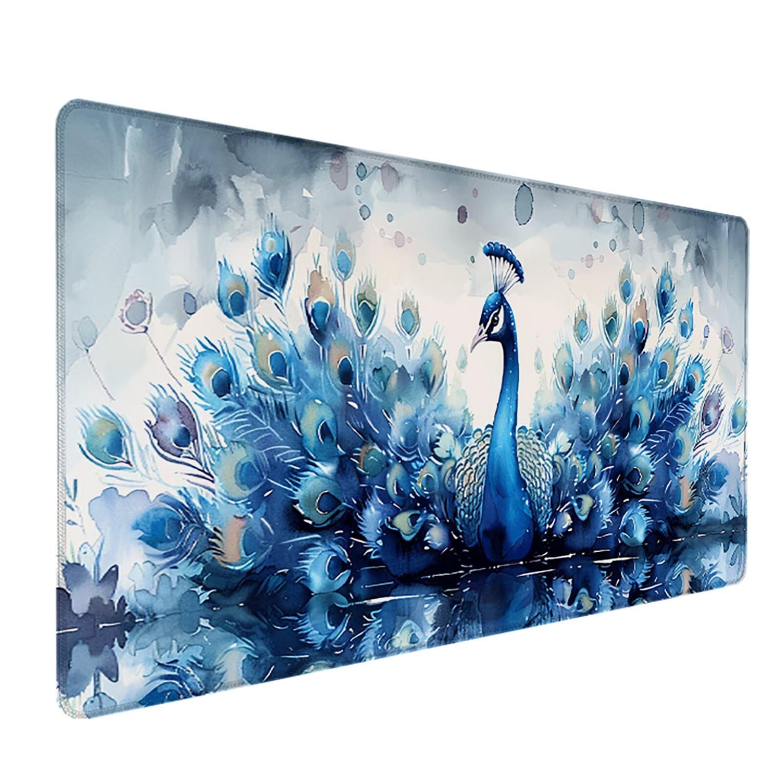 Pavo Real Alfombrilla Ratón Gaming XXL 1500x800 mm, Alfombrilla Gaming Azul Mousepad con Base de Goma Antideslizante Impermeable Desk Mat para Teclado y Raton Accesorios Gaming, Regalos de Hombre A-2