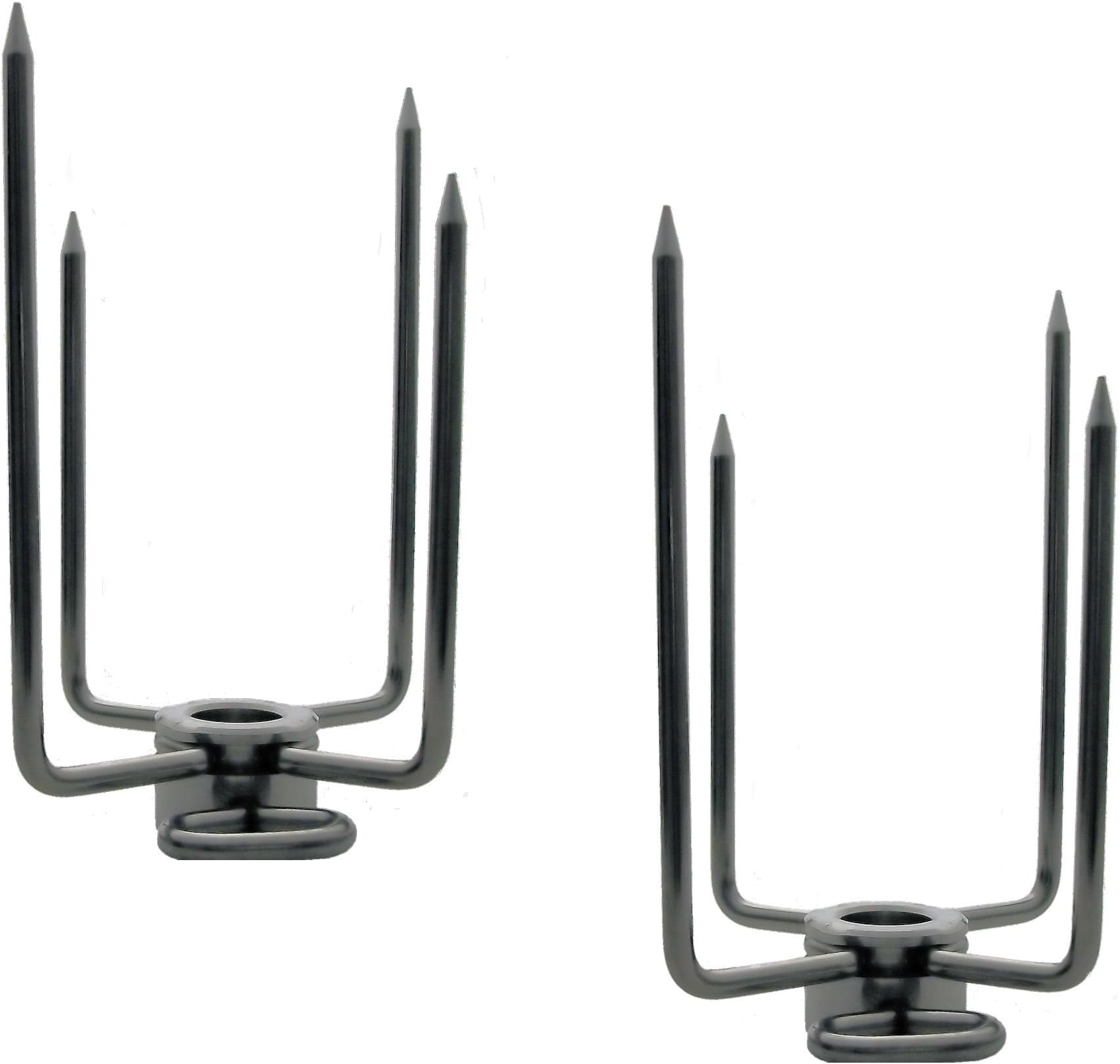 OneGrill Stainless Steel Grill Rotisserie Spit Rod Forks (Fits: 5/8 Inch Hexagon, 1/2 Inch Square, & 11/16 Inch Round)
