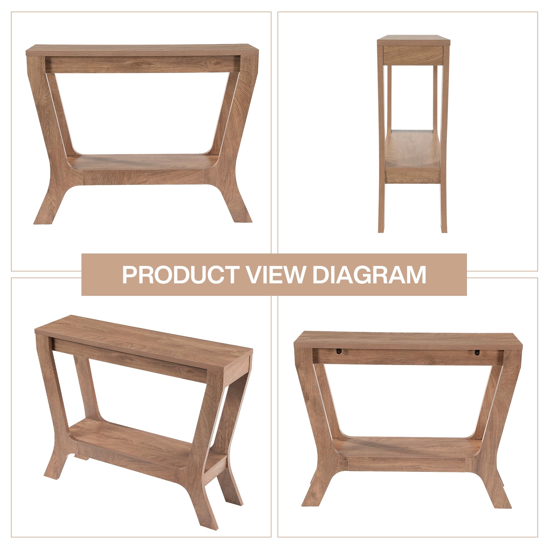 Console 105 cm avec Étagère, Table Console d'Entrée en MDF avec Rangement