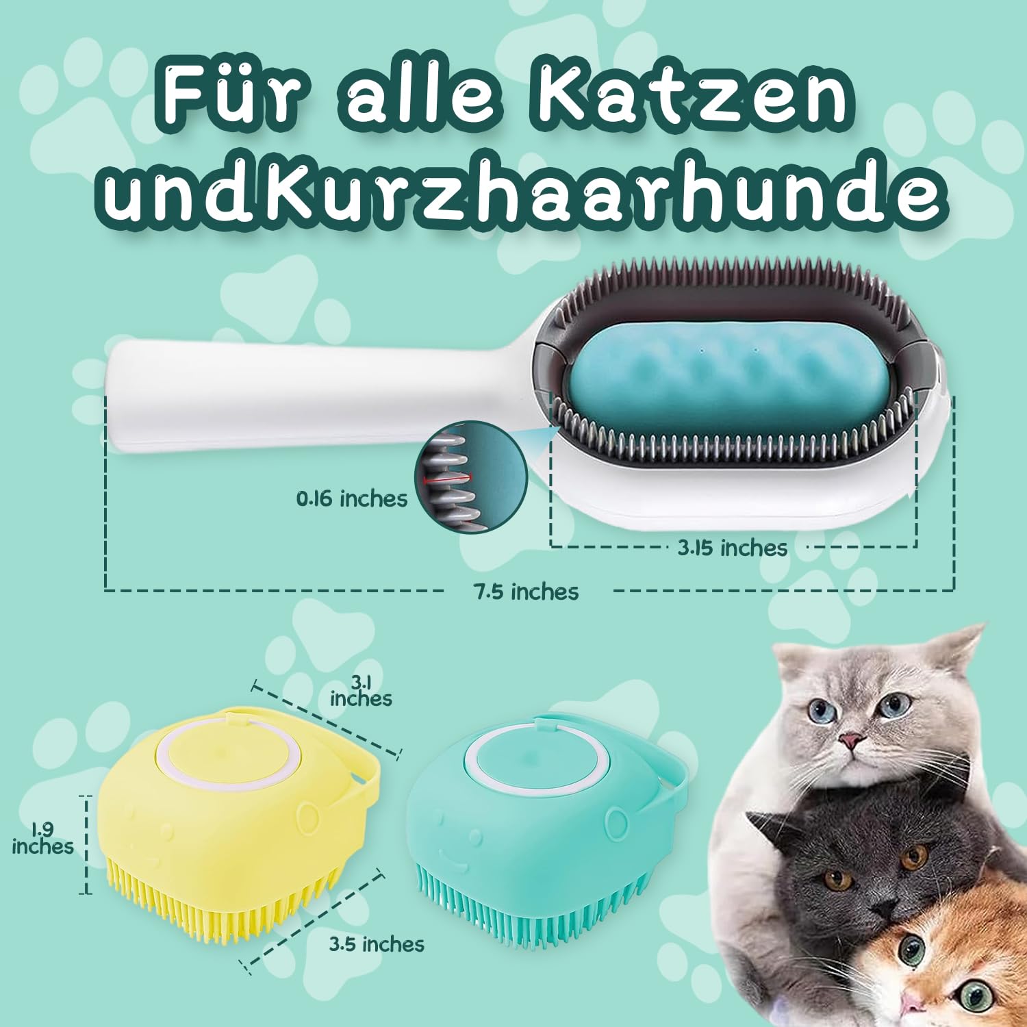 Cat Water Brush, Pet Silicone Bath Brush, Pet Hair Cleaning Brush, Pet Silicone Bath Brush, Cat Brush with Water Tank - Image 2