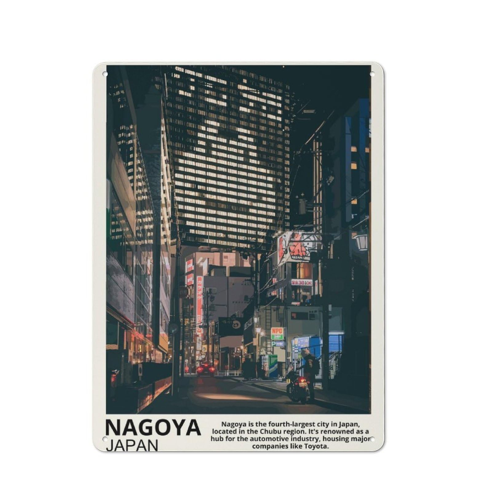 Junmoney Nagoya Japan Rustic Metal Plaque 40X30cm For Hobby Room Or Studio, For Vintage Wall Decor Fans, For Garage And Workshop Walls