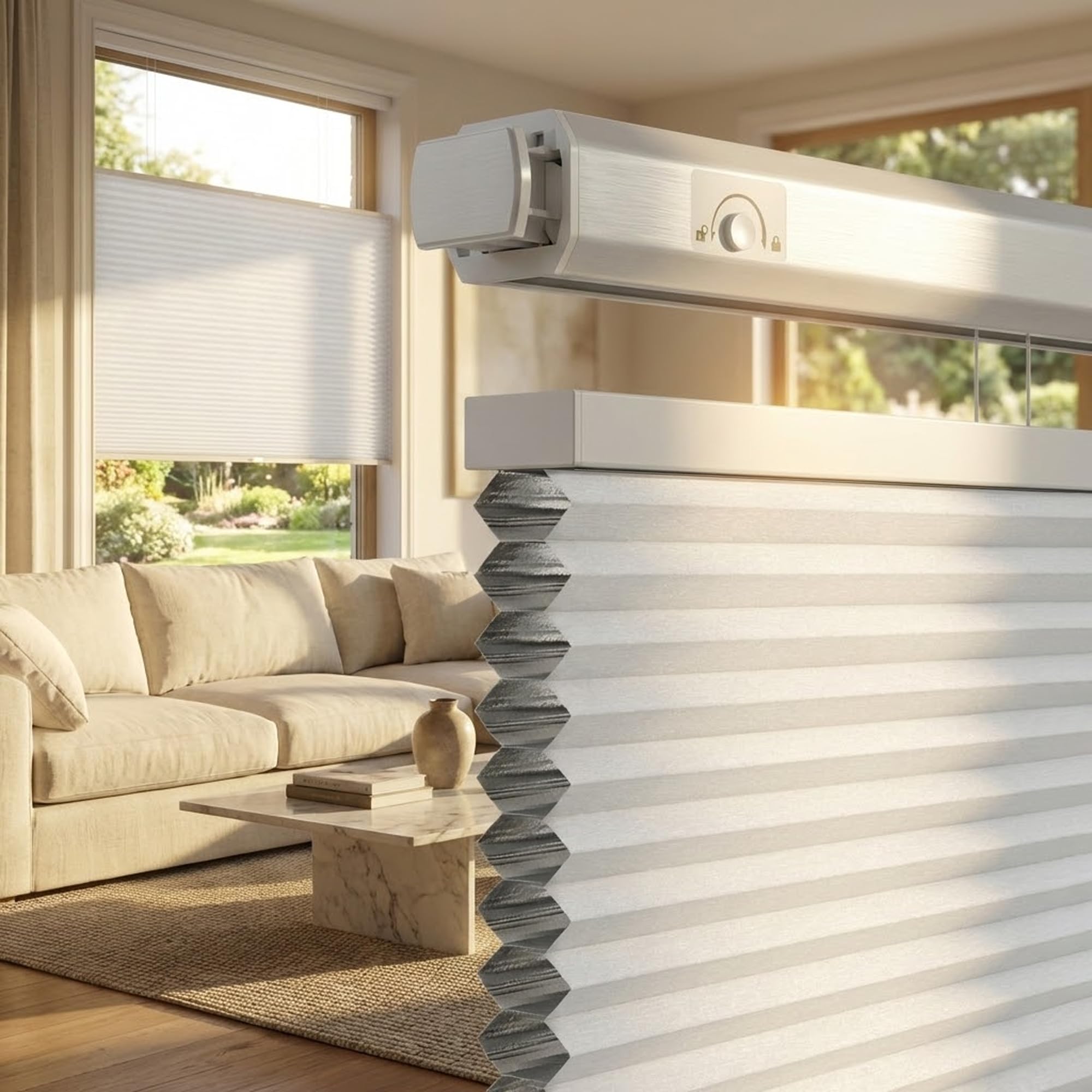 grandekor no drill top down bottom up cellular shades blackout,36wx64h | 1.5" large cell honeycomb design with thermal insulation, cordless operation, privacy control & no-drill rental friendly