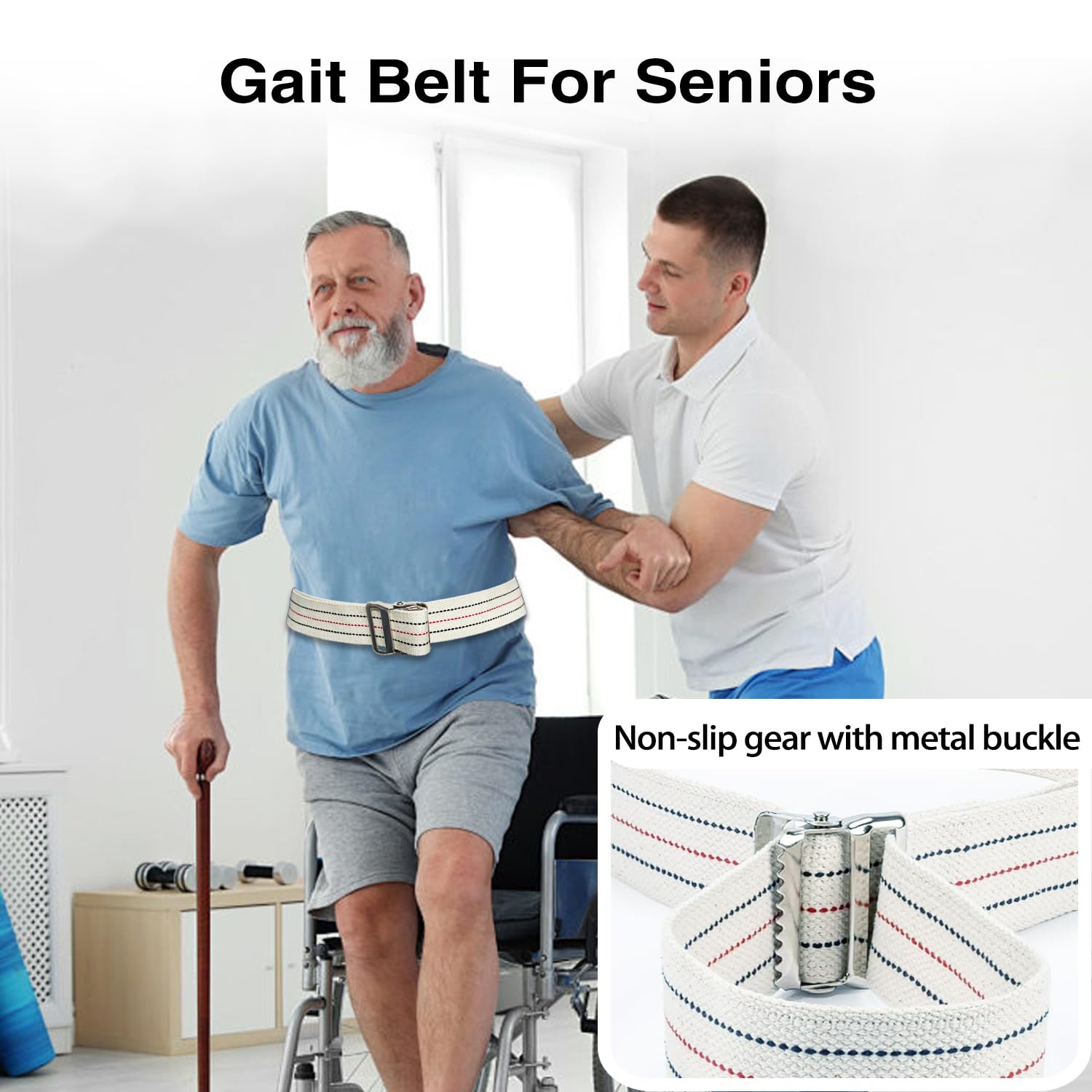10 Packs Transfer and Gait Belts with Metal Buckle and Belt Loop Holder - Standing and Transfer Walking Assist Aid for Seniors, Elderly Patients, Caregiver, Nursing, Therapist, 60 inch — Amazon image 3