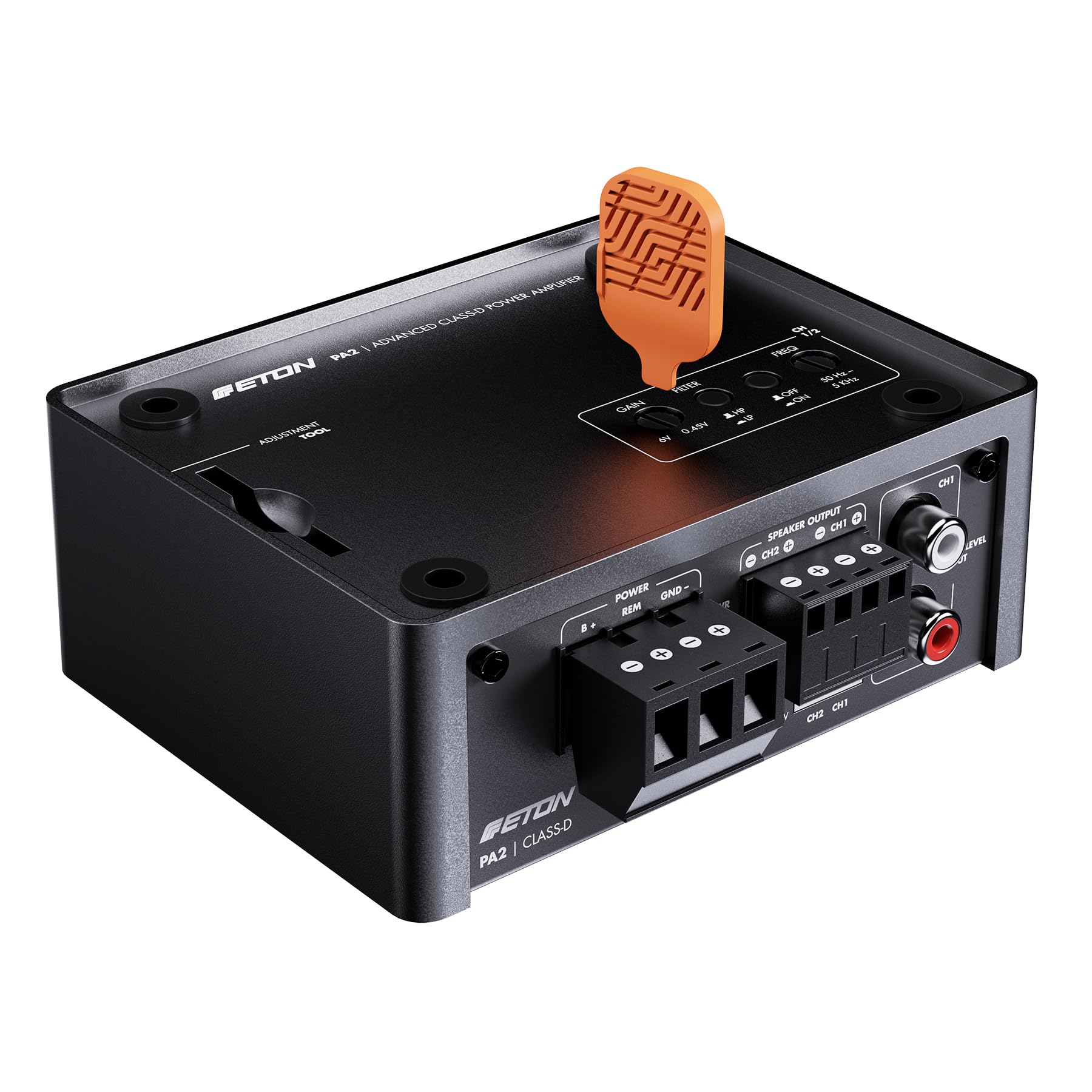 ETON PA 2 – ultra kompakter 2 Kanal Verstärker, leistungsstarke digitale Micro Endstufe für Autos und Reisemobile, Class D Amp mit 2 x 85 Watt