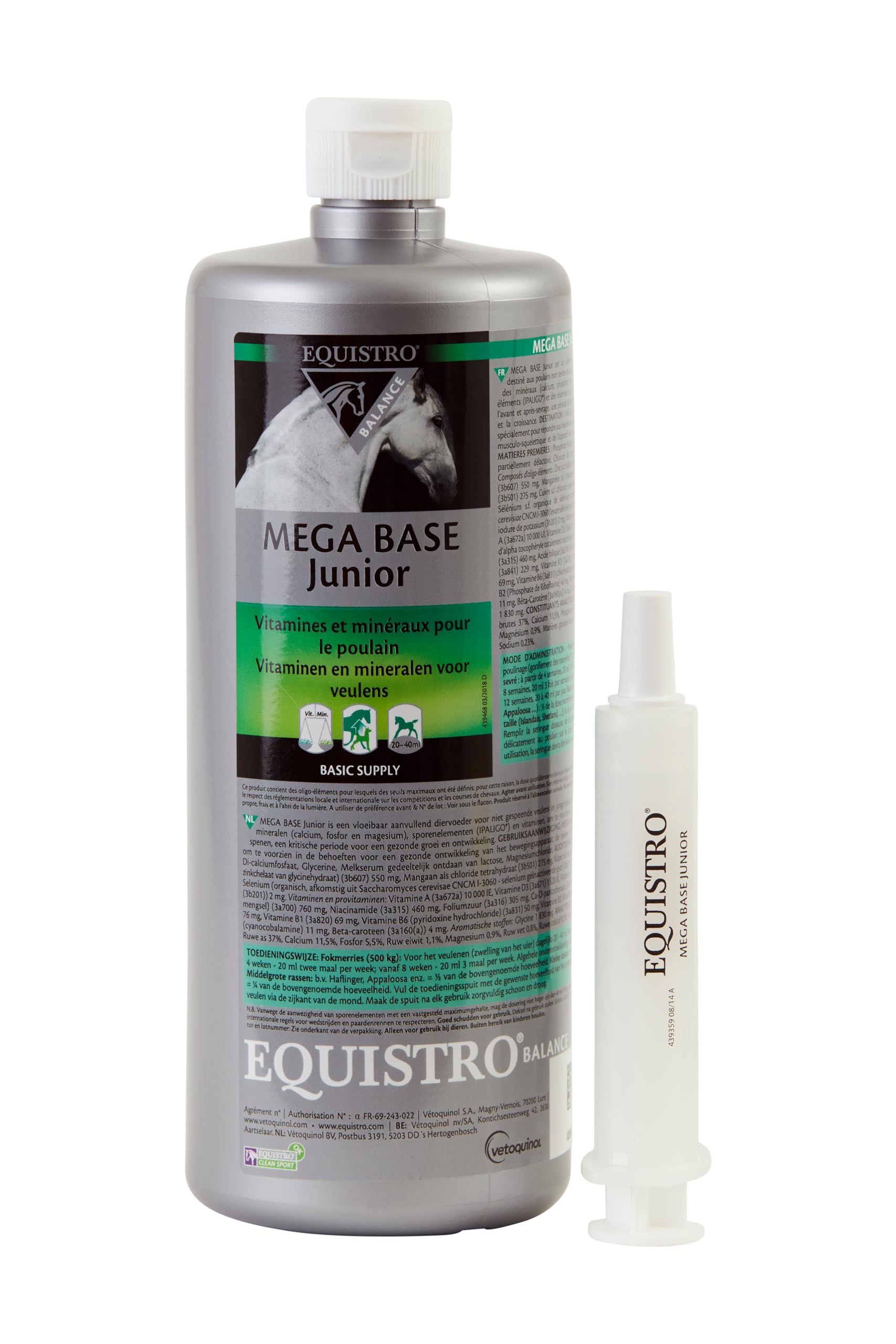 EQUISTRO® Mega Base Junior | Mangime complementare per cavalli | Per una fornitura equilibrata di nutrienti di puledri in crescita | 1 l